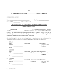 Form 105 Application for Ex Parte Order of Protective Custody - Kansas