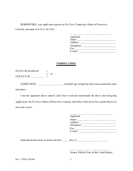 Form 105 Application for Ex Parte Order of Protective Custody - Kansas, Page 3