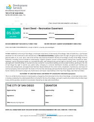 Document preview: Form DS-3249 Grant Deed - Recreation Easement - City of San Diego, California