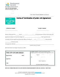Document preview: Form DS-2112 Notice of Termination of Junior Unit Agreement - City of San Diego, California