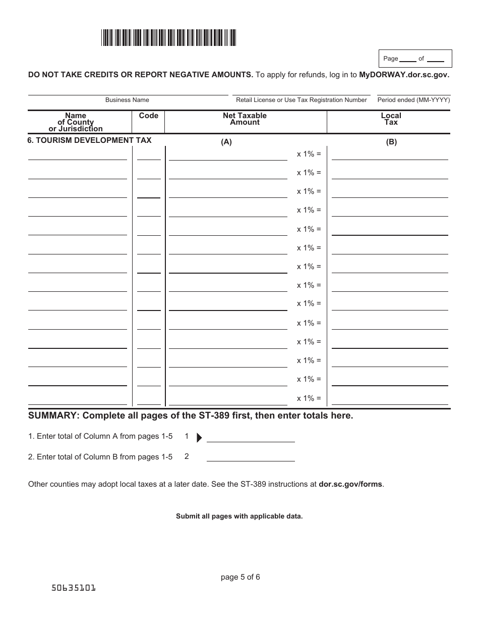 Form ST389 Download Printable PDF or Fill Online Schedule for Local