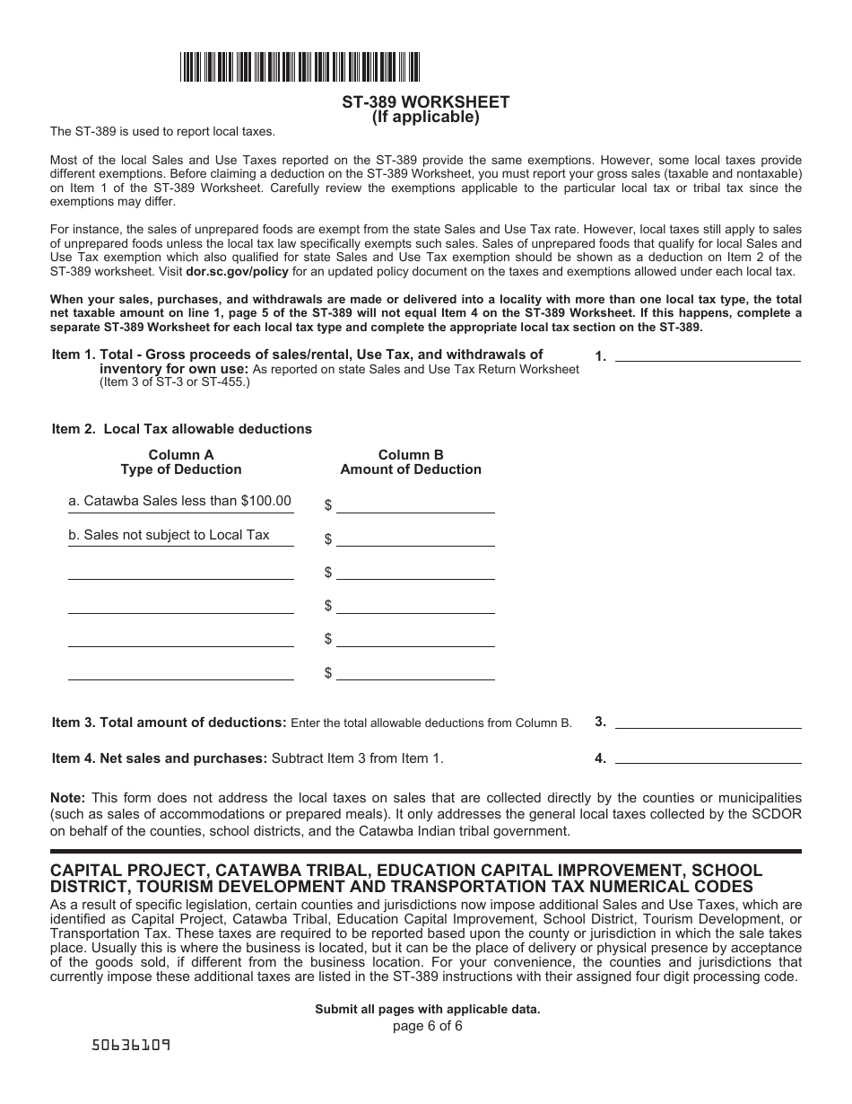 Form ST-389 Download Printable PDF Or Fill Online Schedule For Local ...