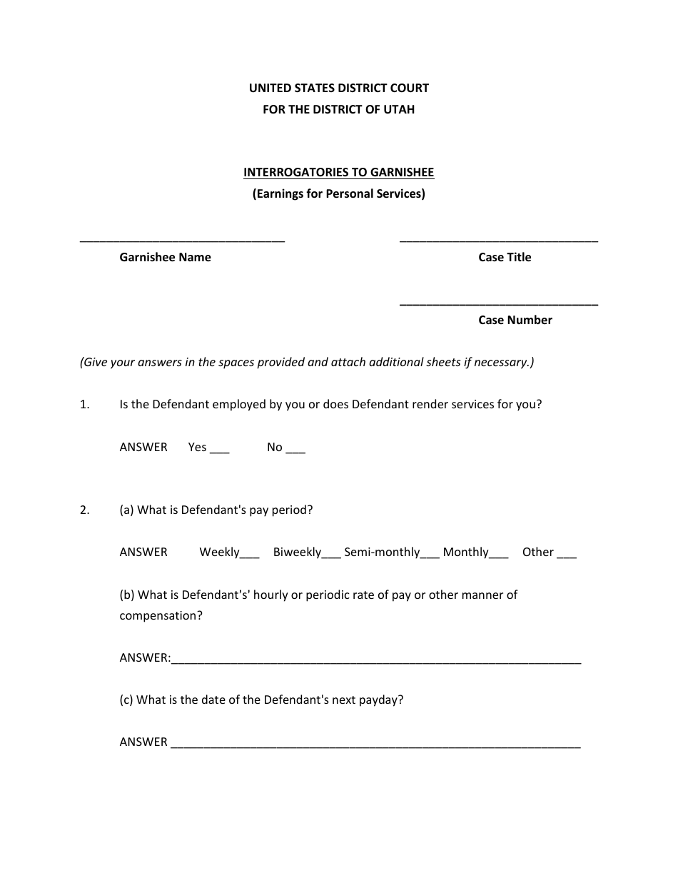 Garnishment Packet - Personal Service (Wage) - Utah, Page 14