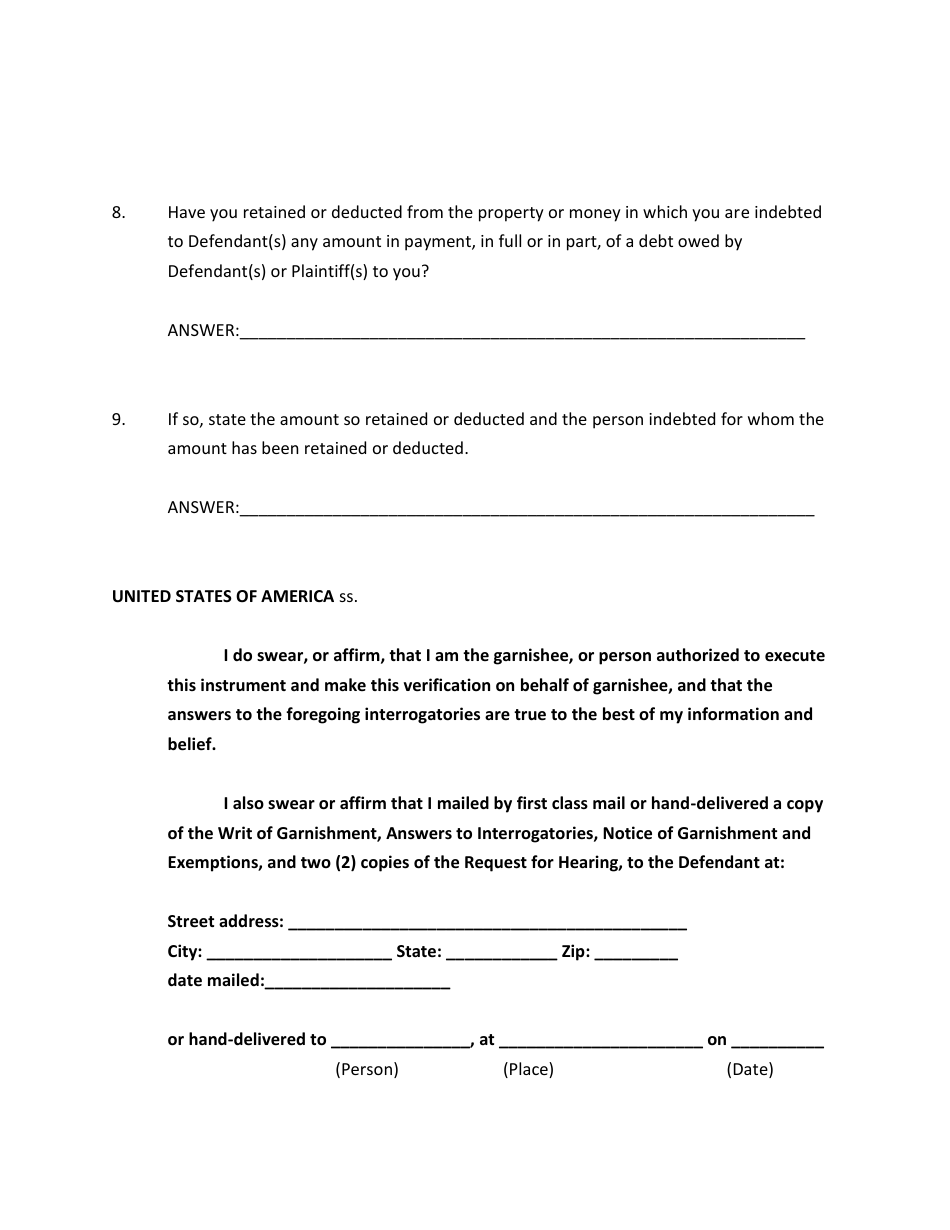 Garnishment Packet - Personal Service (Wage) - Utah, Page 17