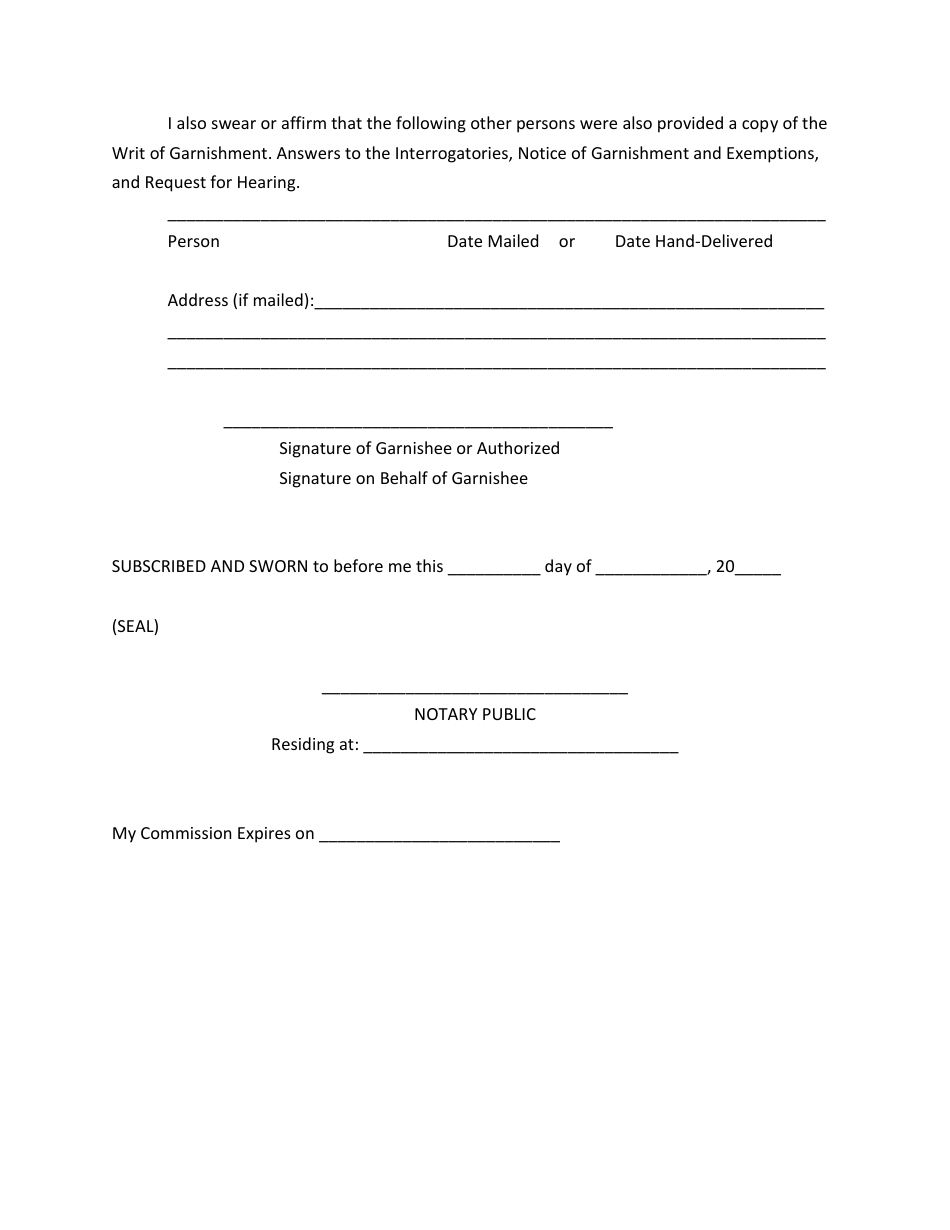 Garnishment Packet - Personal Service (Wage) - Utah, Page 18