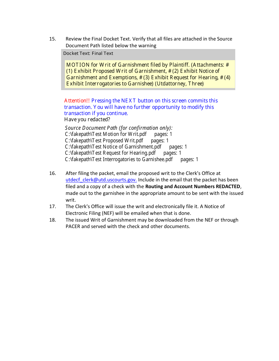 Garnishment Packet - Personal Service (Wage) - Utah, Page 4