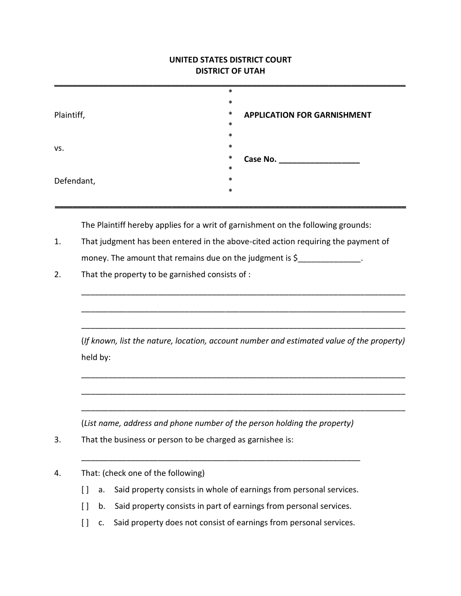 Garnishment Packet - Personal Service (Wage) - Utah, Page 5