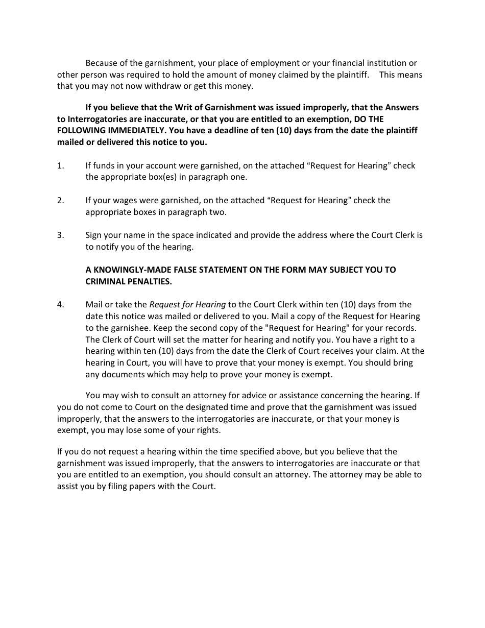 Garnishment Packet - Not for Personal Services - Utah, Page 10
