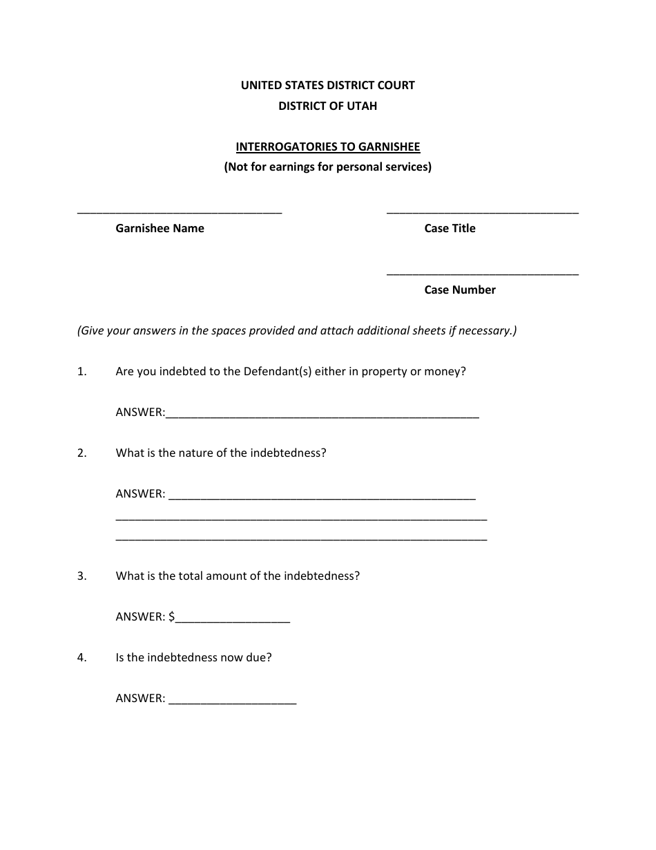 Garnishment Packet - Not for Personal Services - Utah, Page 14