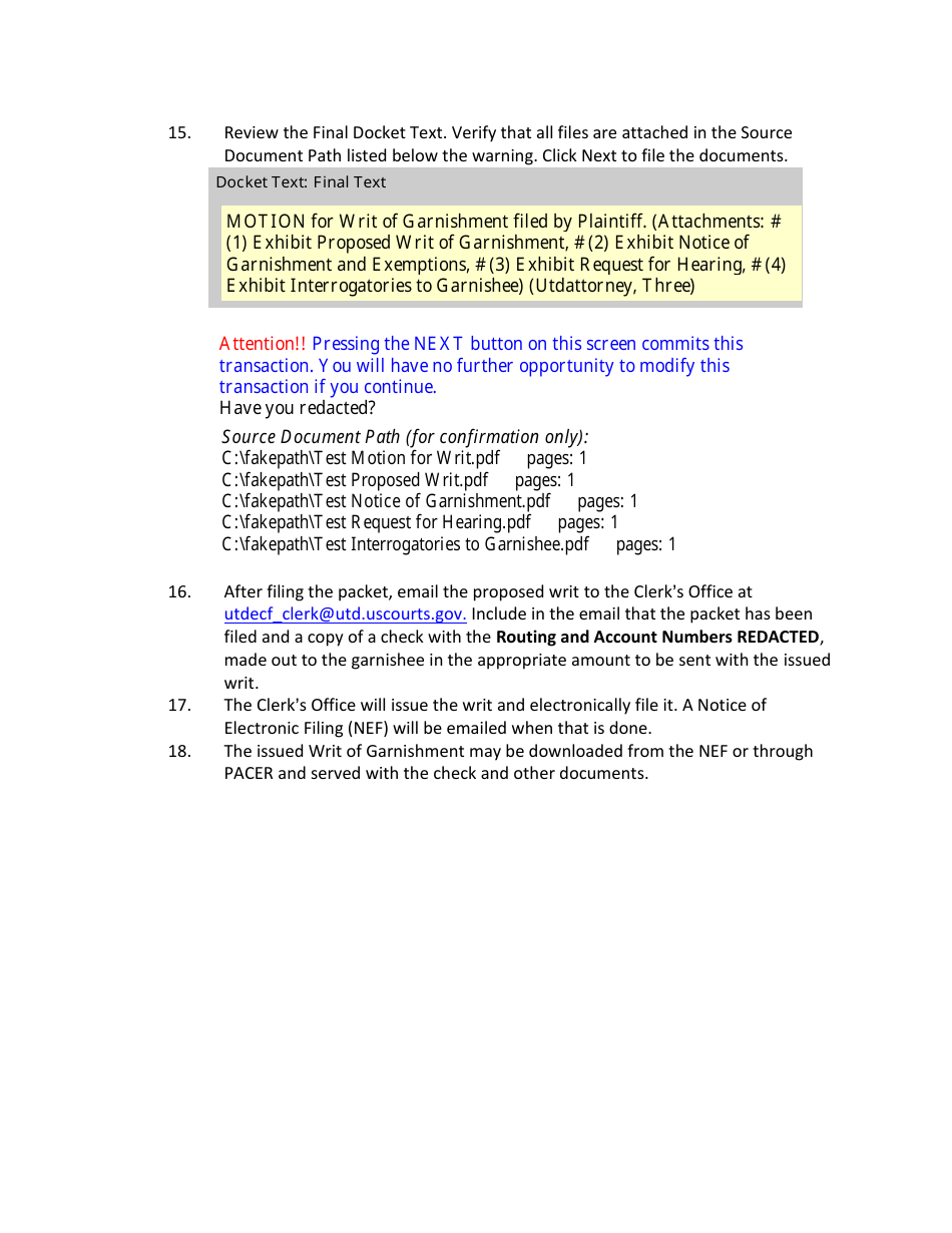 Garnishment Packet - Not for Personal Services - Utah, Page 4