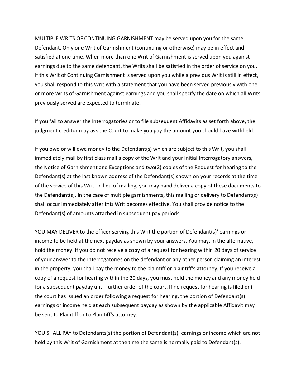 Garnishment Packet - Personal Services (Wage) Continuing Garnishment - Utah, Page 8