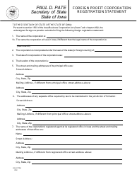 Form 635_0110A Foreign Profit Corporation Registration Statement - Iowa