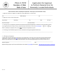 Application for Approval to Perform Notarial Acts for Remotely Located Individuals - Iowa