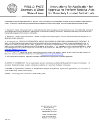 Application for Approval to Perform Notarial Acts for Remotely Located Individuals - Iowa, Page 2