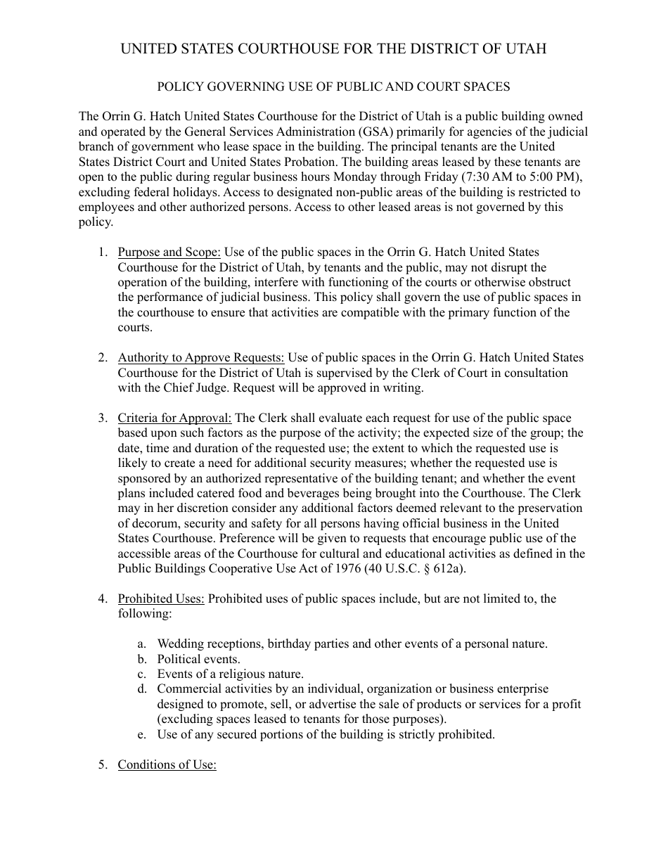 Application for Facility Use - Utah, Page 1