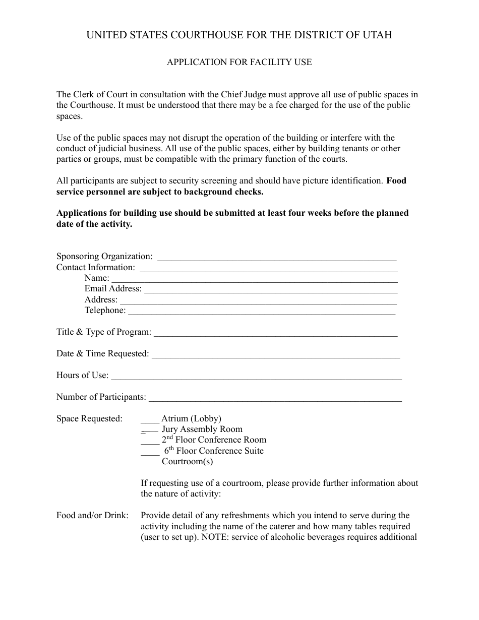 Application for Facility Use - Utah, Page 3