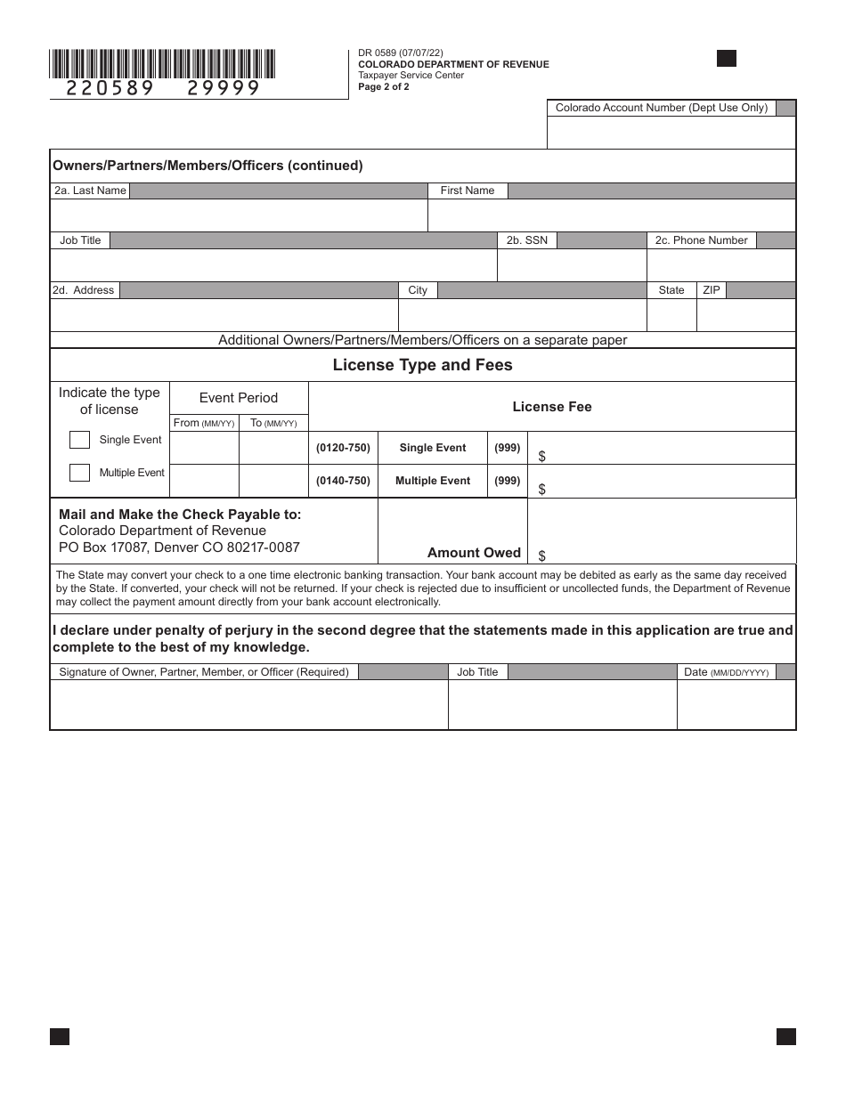 Form DR0589 Download Fillable PDF or Fill Online Special Event Sales ...