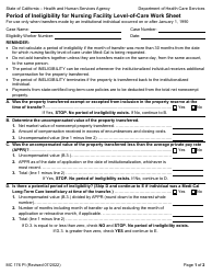 Form MC176PI Period of Ineligibility for Nursing Facility Level-Of-Care Work Sheet - California