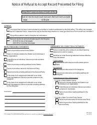 Form 635_4010 Notice of Refusal to Accept Record Presented for Filing - Iowa