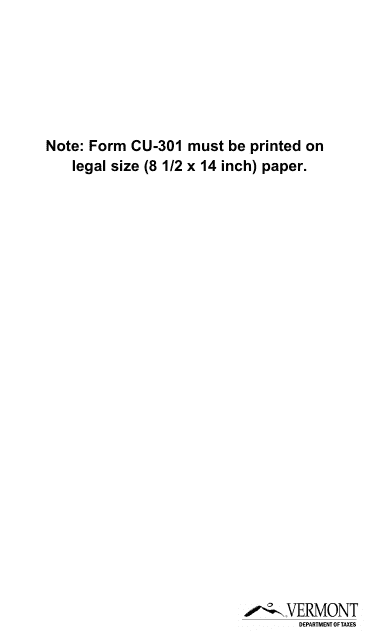 VT Form CU-301  Printable Pdf