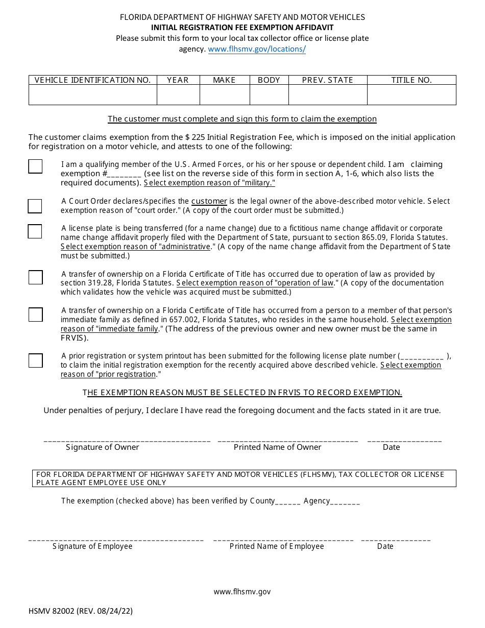Form HSMV82002 Download Fillable PDF Or Fill Online Initial