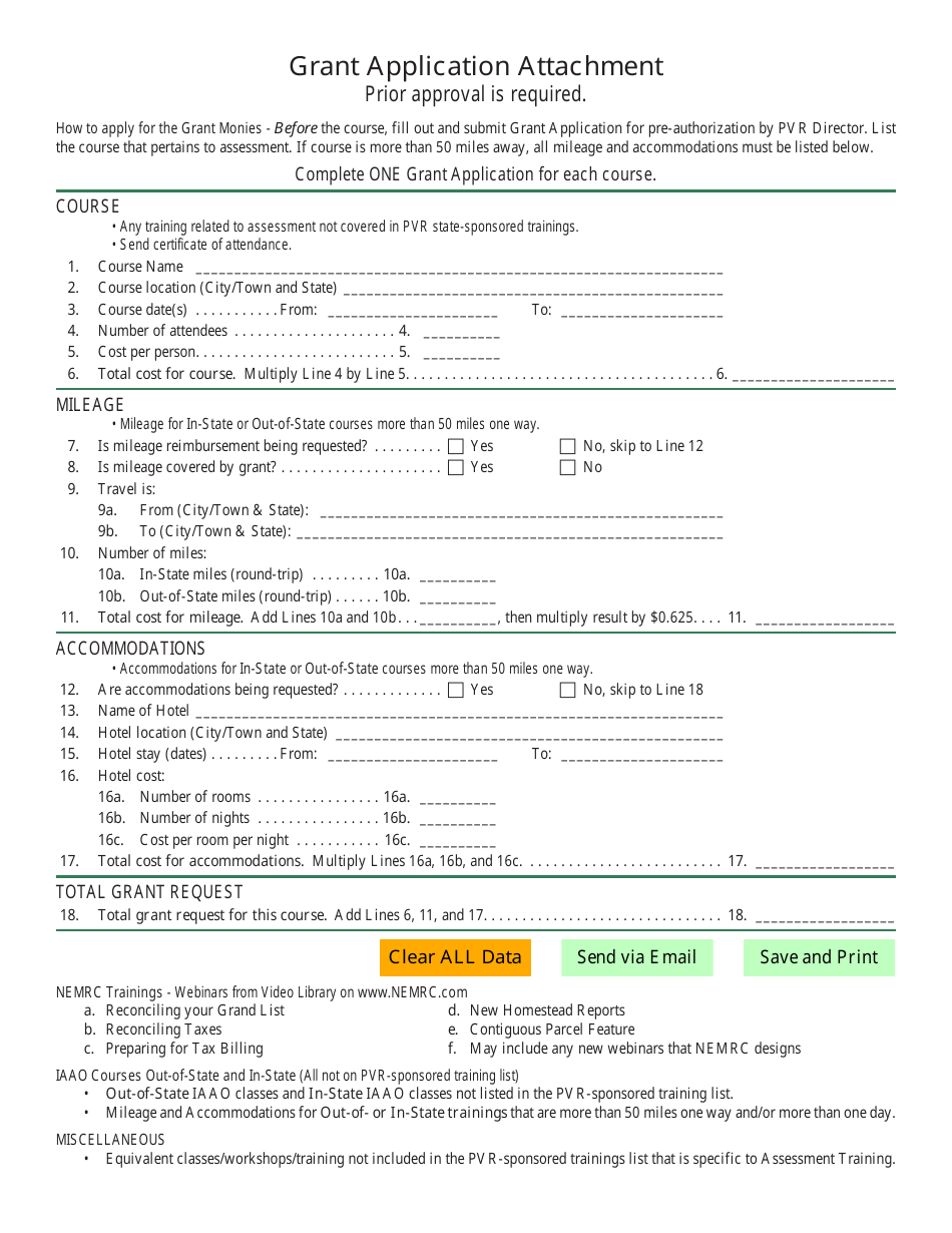 State of Vermont Grant Agreement Application - Vermont, Page 2