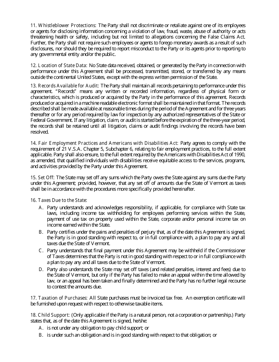 State of Vermont Grant Agreement Application - Vermont, Page 6