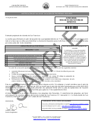 Document preview: Notificacion De Valor De Tasacion De Propiedad - Sample - City and County San Francisco, California (Spanish)