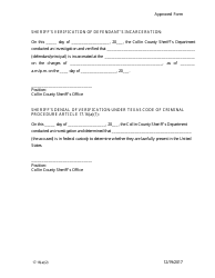 Affidavit Verifying Incarceration of the Accused and Seeking Discharge of Liability Pursuant to Tccp Article 17.16(A)(2) - Collin County, Texas, Page 3