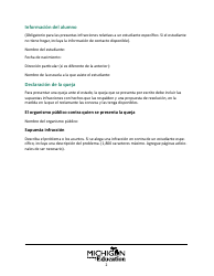 Formulario Modelo Para Presentar Una Queja Ante El Estado - Michigan (Spanish), Page 2