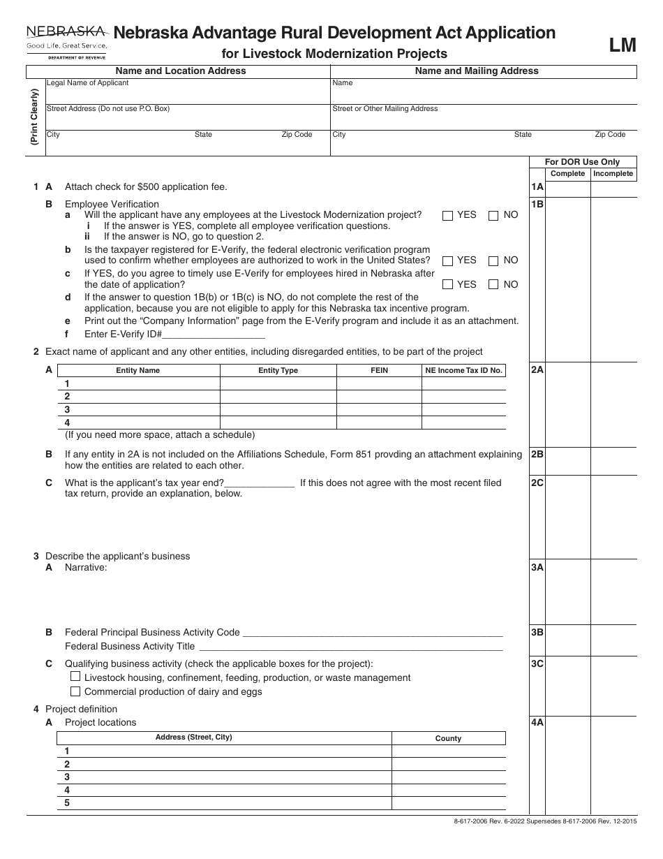 Form LM Download Fillable PDF or Fill Online Nebraska Advantage Rural