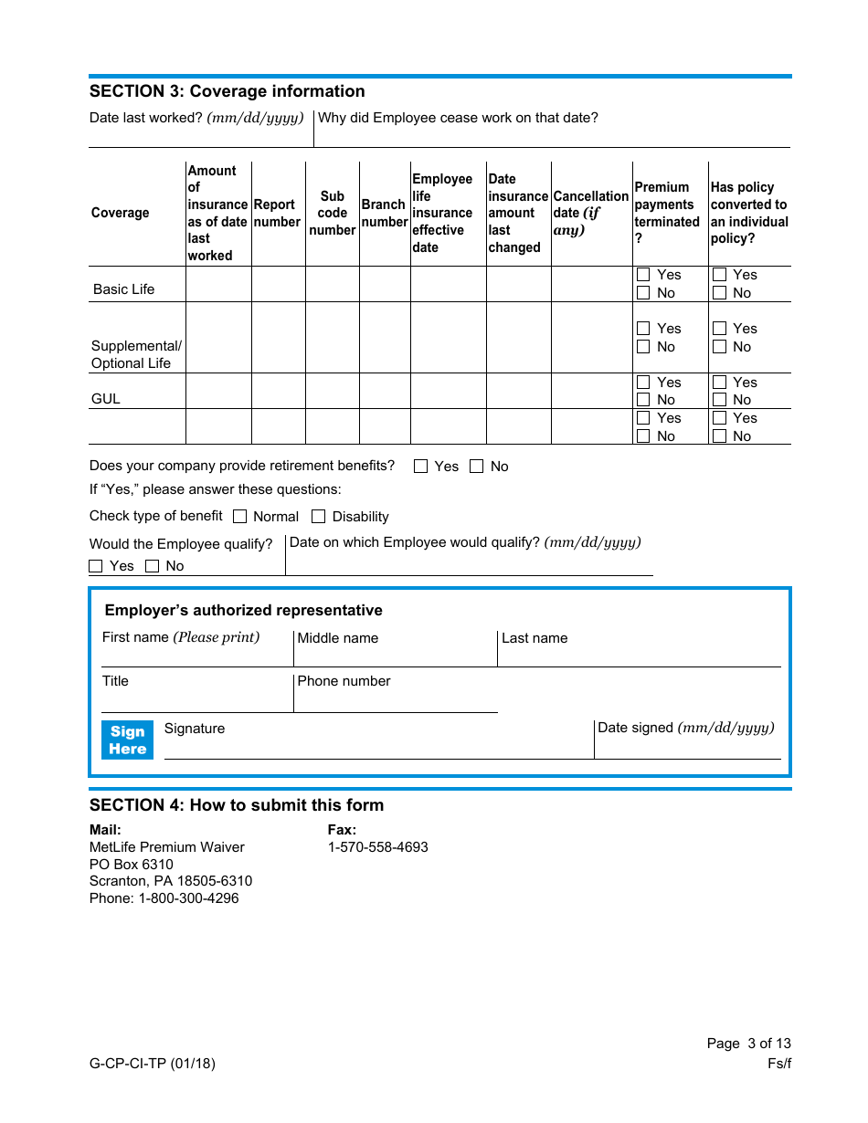Form G-CP-CI-TP Group Life Insurance Statement of Review - Metlife - West Virginia, Page 3