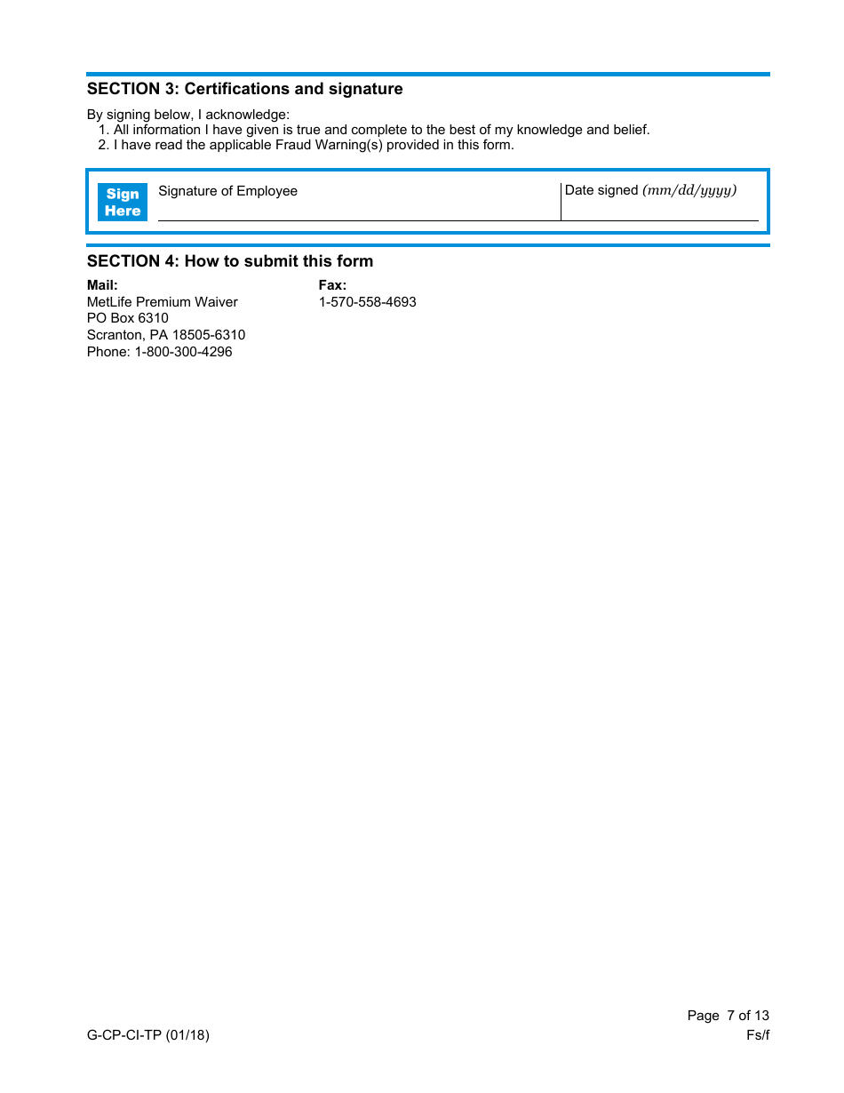 Form G-CP-CI-TP Group Life Insurance Statement of Review - Metlife - West Virginia, Page 7