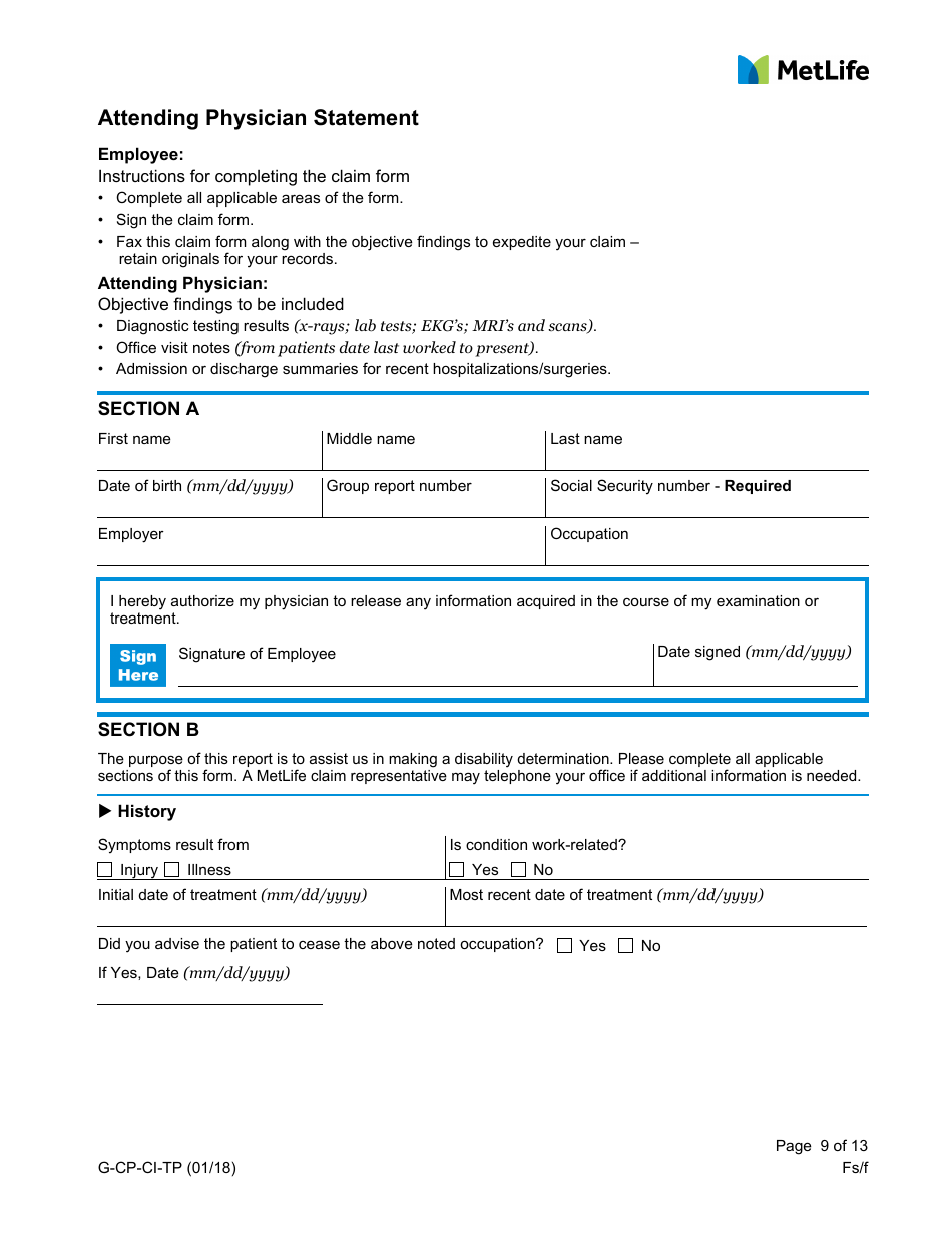 Form G-CP-CI-TP Group Life Insurance Statement of Review - Metlife - West Virginia, Page 9