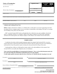 FPPC Form 606 Notice of Termination - California, Page 2