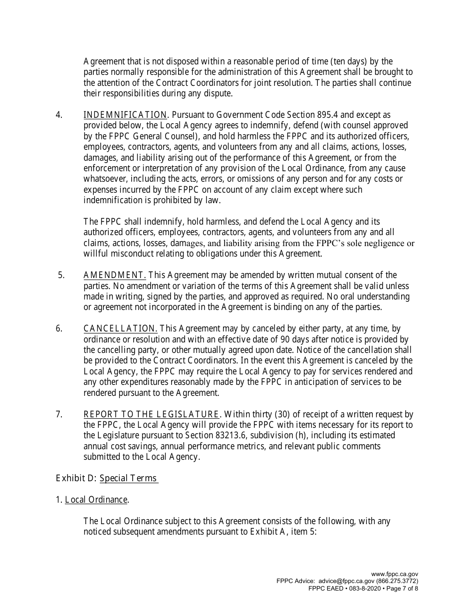 Campaign Law Enforcement Agreement - California, Page 7