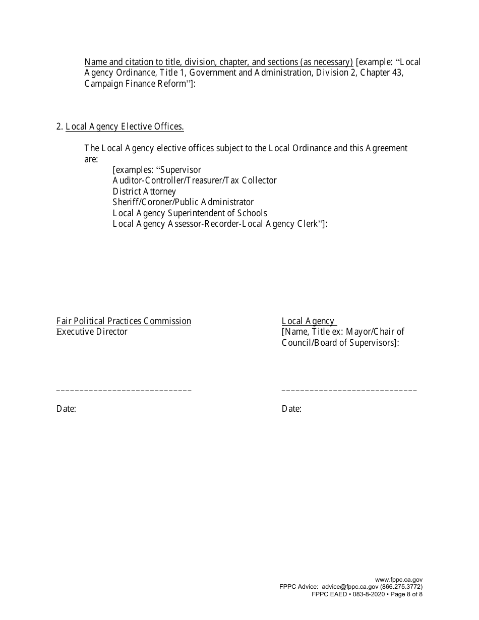 Campaign Law Enforcement Agreement - California, Page 8
