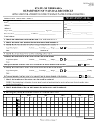Document preview: NeDNR SW Form SW-501 Application for a Permit to Conduct Surface Water in Stream Channels - Nebraska