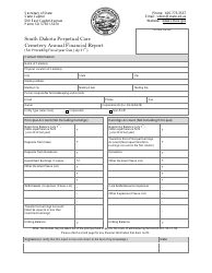 Document preview: Perpetual Care Cemetery Annual Financial Report - South Dakota