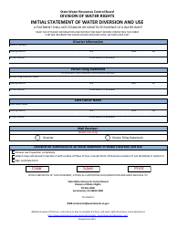 Initial Statement of Water Diversion and Use - California