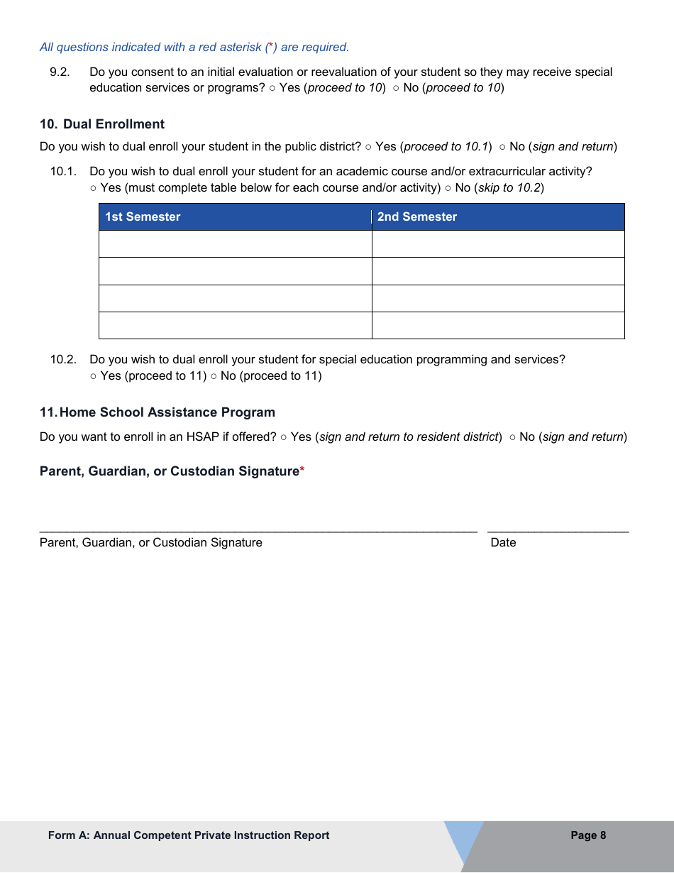 Form A Annual Competent Private Instruction Report - Iowa, Page 8