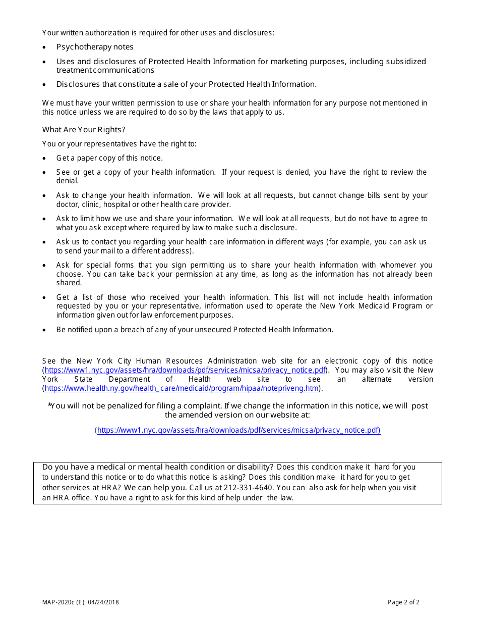 Form MAP-2020C Guide to Complete Your Medicaid Renewal Forms - New York City (English / French), Page 10
