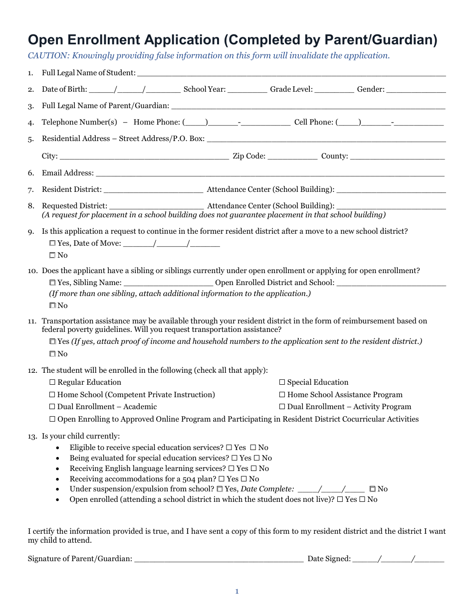 Open Enrollment Application - Iowa, Page 3