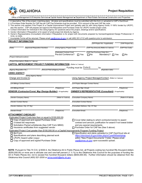 CAP Form M701  Printable Pdf