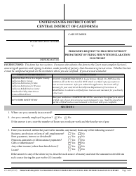 Form CV-60P Prisoner&#039;s Request to Proceed Without Prepayment of Filing Fees With Declaration in Support - California
