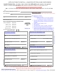 Document preview: Application to Install Liquefied Petroleum Containers - Oregon