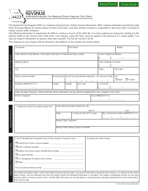 Form 4423  Printable Pdf