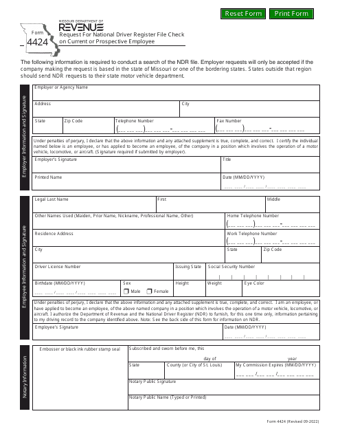 Form 4424  Printable Pdf
