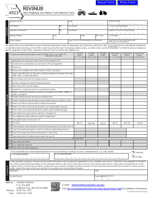 Form 4923  Printable Pdf