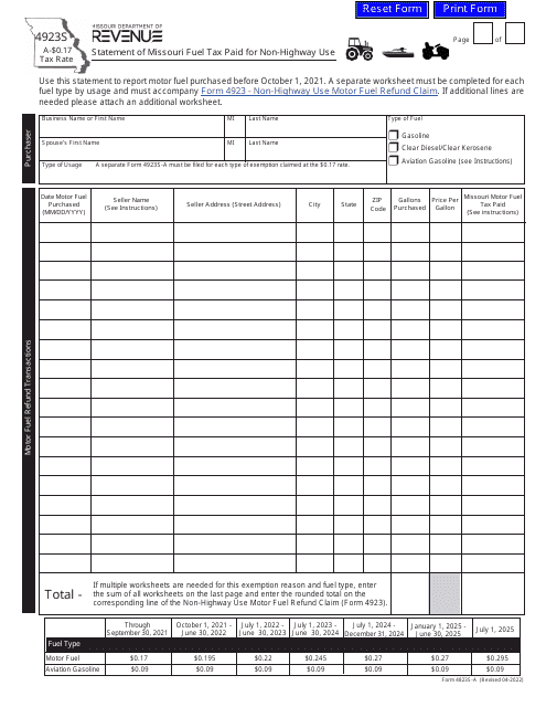 Form 4923S A Fill Out Sign Online And Download Fillable PDF 